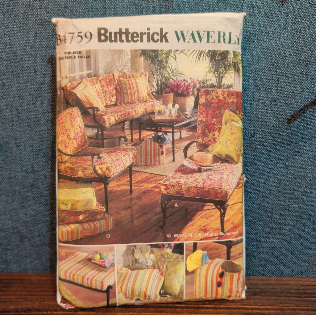 Butterick 4759 Waverly Patio Furniture Cushion Pattern DIY Home Uncut B4759