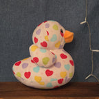 Way To Celebrate Duck Plush Heart Print Pastel Kawaii