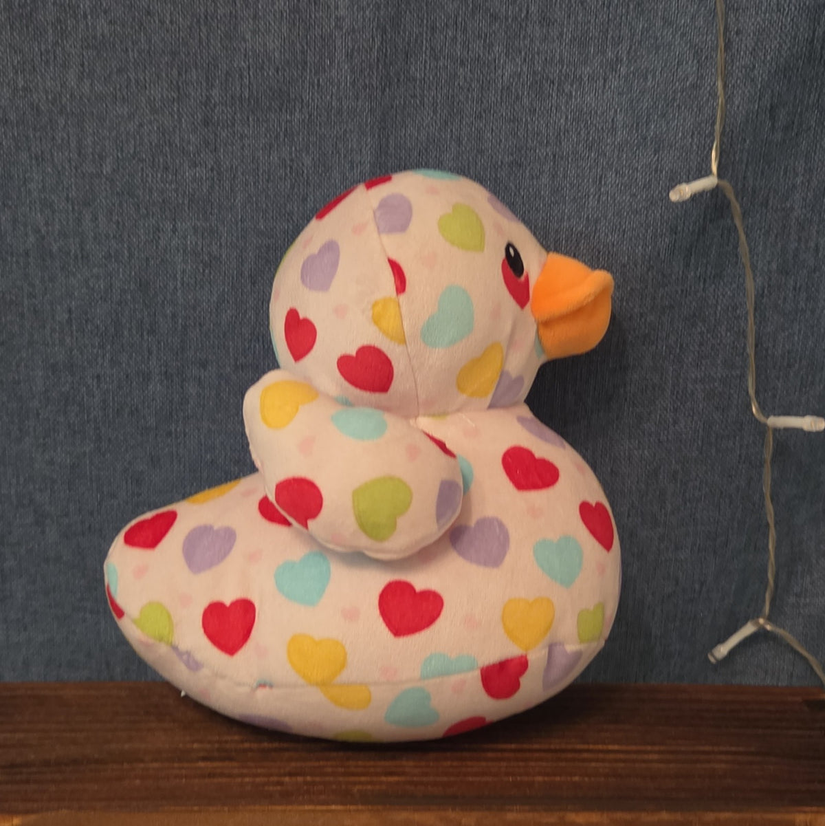 Way To Celebrate Duck Plush Heart Print Pastel Kawaii