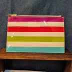 Kate Spade Striped Pencil Case Makeup Pouch Glossy Patent Preppy