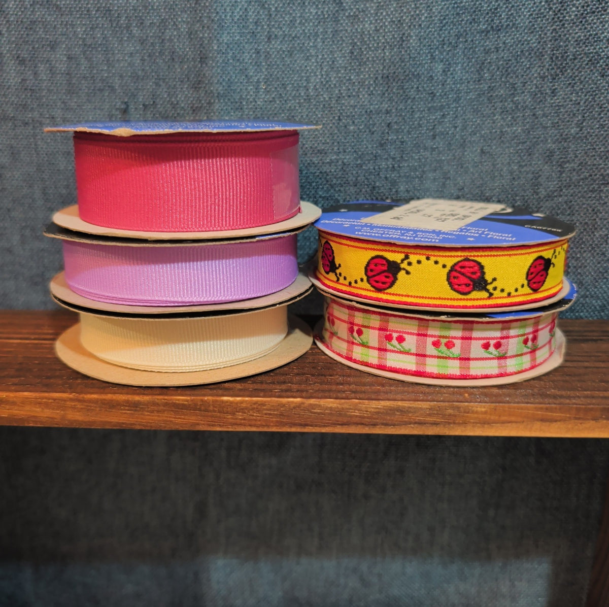Offray Ribbon Lot 5 Ladybug Cherry Solid Spring Craft Destash