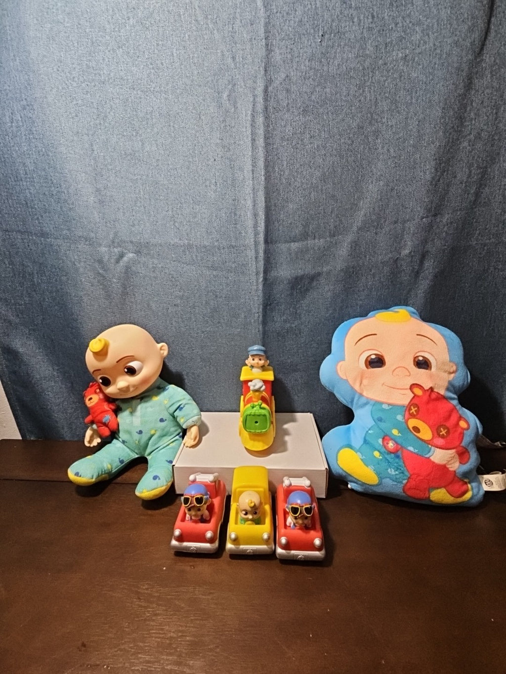 CoComelon Toy Lot Musical Bedtime JJ Doll Plush Pillow 4 Mini Vehicles Jazwares