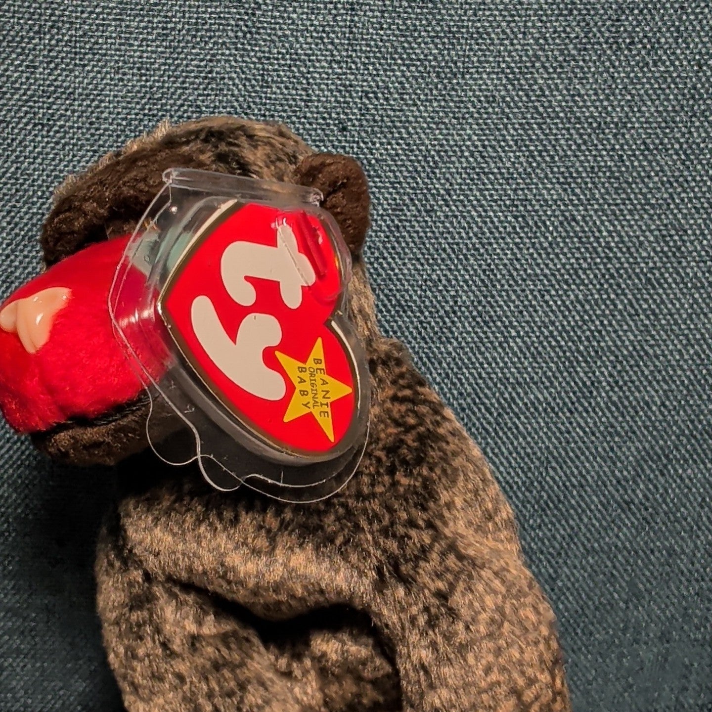 Cheeks Ty Beanie Baby 1999 Retired Baboon Monkey with Tag Protector NEW