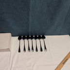 Set of 7 Black Stainless Steel Spoons 18/0 Modern Flatware Teaspoons Clean