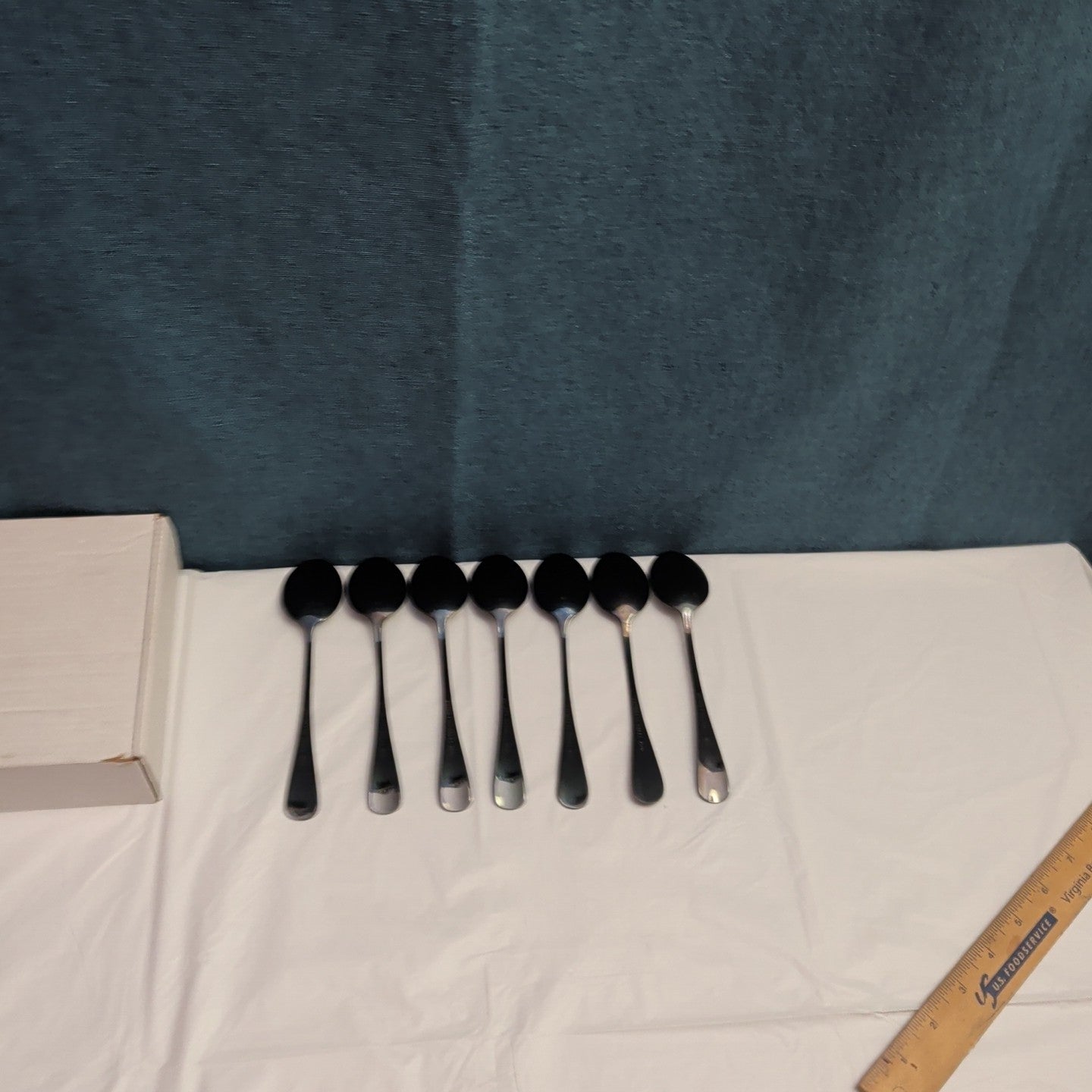 Set of 7 Black Stainless Steel Spoons 18/0 Modern Flatware Teaspoons Clean