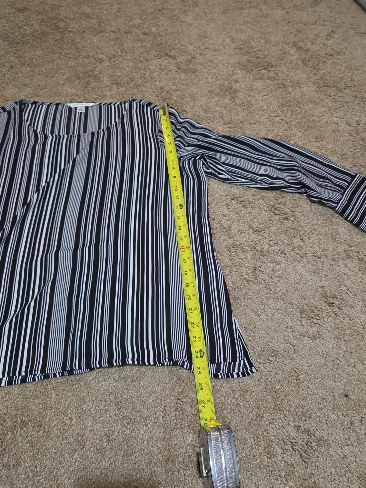 Counterparts Striped Blouse Women XL Black White Long Sleeve Top