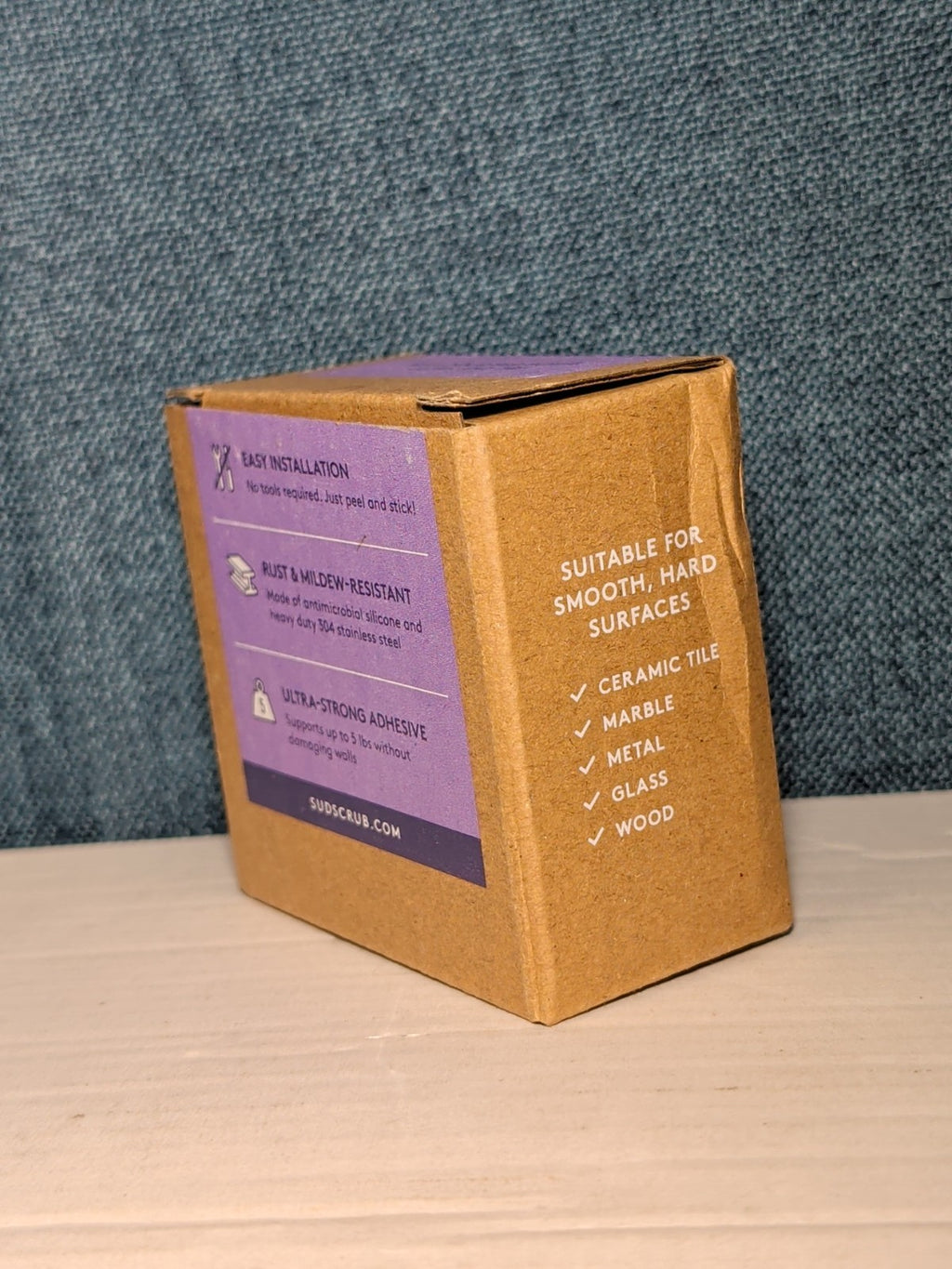 NEW Sud Scrub Antimicrobial Shower Hook Purple | Adhesive Rust-Resistant Holder
