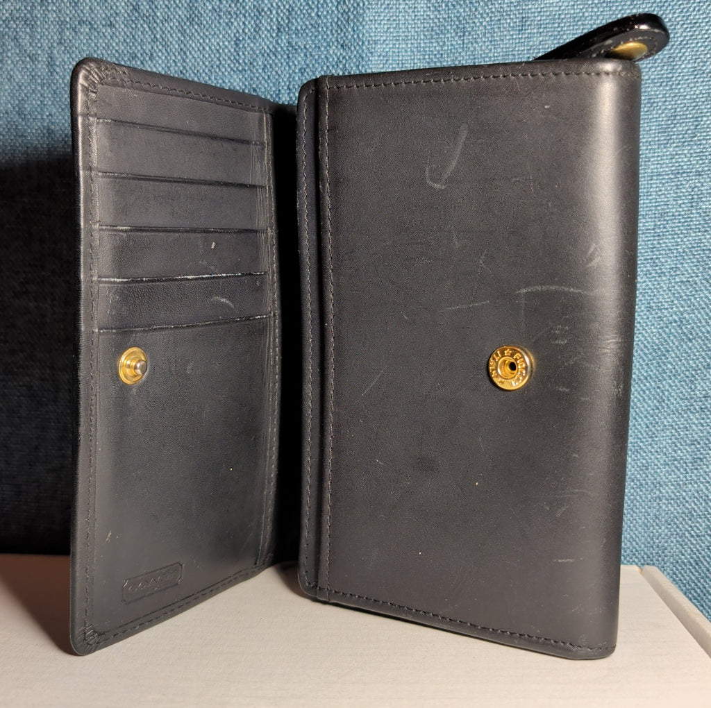 Coach Bedford Bifold Black Leather Wallet Y2K Vintage