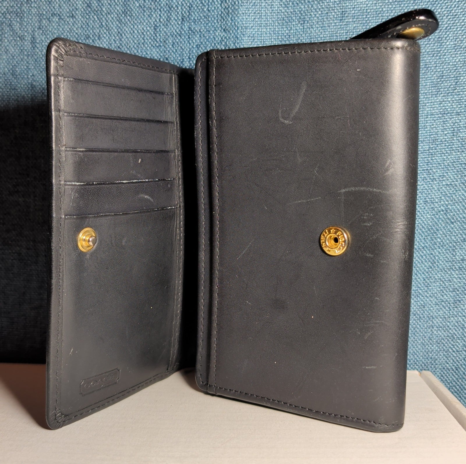 Coach Bedford Bifold Black Leather Wallet Y2K Vintage