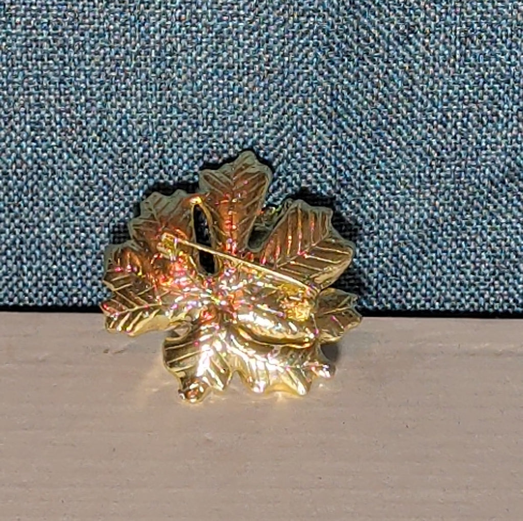 Peony Flower Brooch Pin Gold Tone Faux Pearl Enamel Coquette NWOT