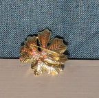 Peony Flower Brooch Pin Gold Tone Faux Pearl Enamel Coquette NWOT