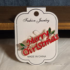 Merry Christmas Brooch Red Enamel Rhinestone Holiday Pin NWT