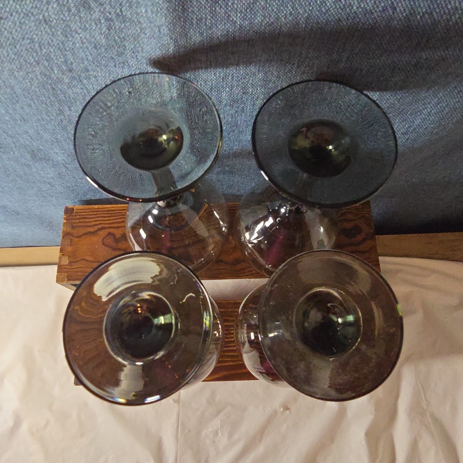 Greenbrier Set 4 Smokey Grey Gray Wine Glasses 12oz