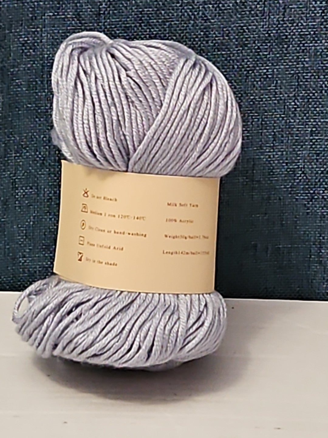 ThinkThings Milk Cotton Yarn | Soft Silver Grey 50g Skein Anti-Pilling