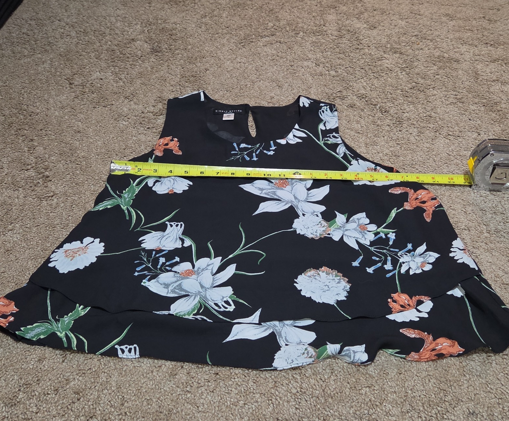 Simply Styled Sears Floral Sleeveless Blouse Tiered Top L