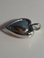 Double Heart Pendant Silver Tone Puffed Charm Y2K
