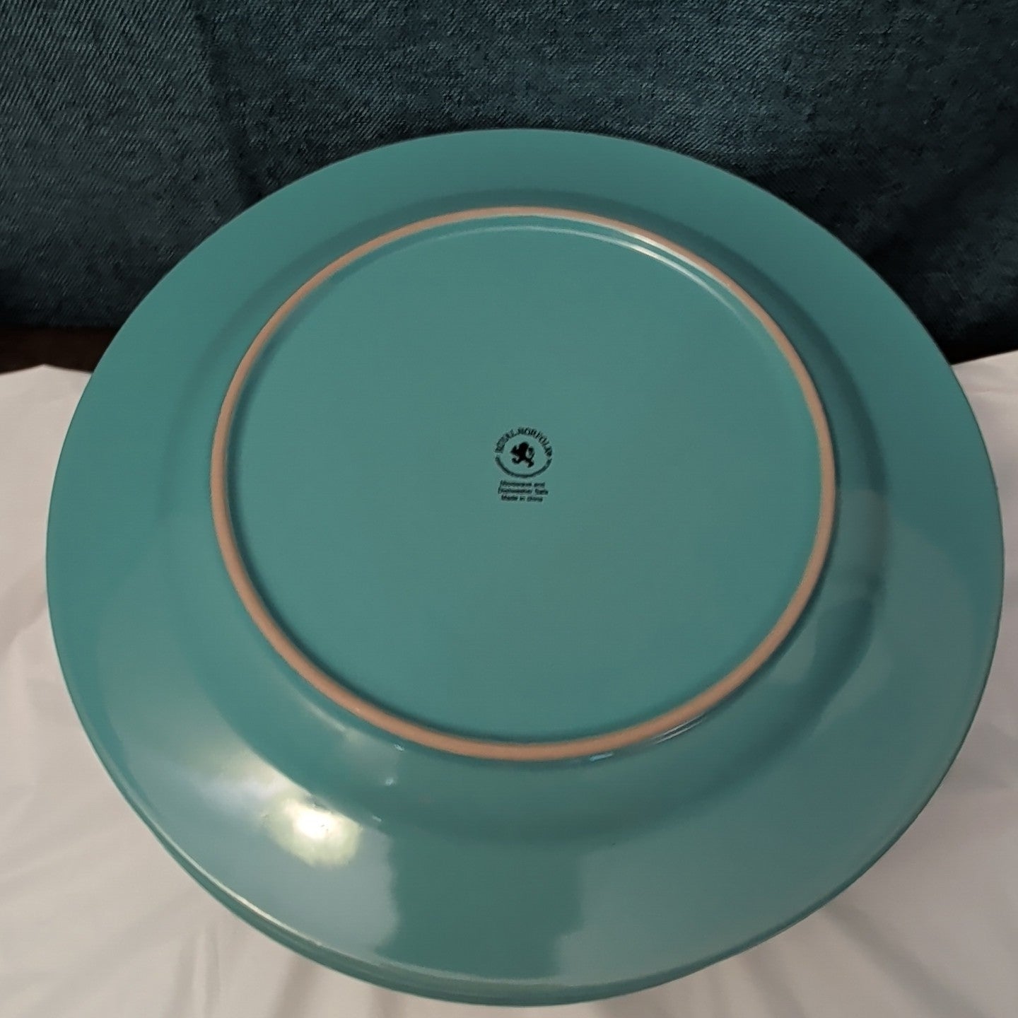 Set of 4 Royal Norfolk Dinner Plates Turquoise Teal Blue Scrolls Rim 10.5"