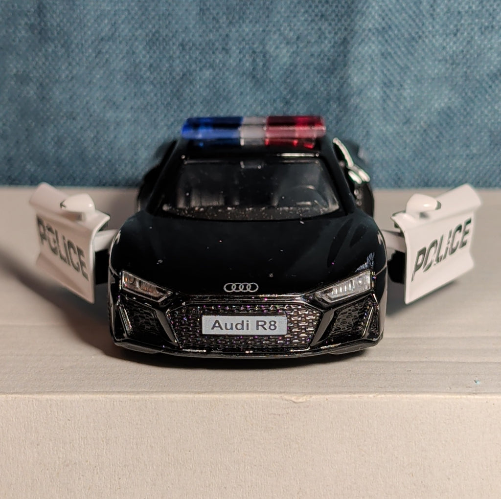 RMZ City Audi R8 Police Car 1/36 Diecast Pull Back Opening Doors PreOwned