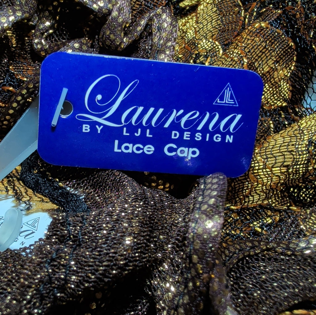 Laurena by LJL Metallic Lace Scarf Wrap Henna Rust Ruffled Boho NWT 63x23