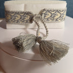 J'Adore Woven Friendship Bracelet Grey Tassel Designer Inspired