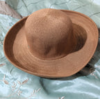 Scala Wide Brim Floppy Sun Hat Brown Acrylic Woven Packable Travel Retro