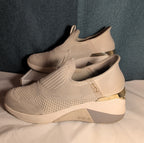 Skechers Mark Nason Slip Ins Wedge Crescent Taupe Knit Sneaker