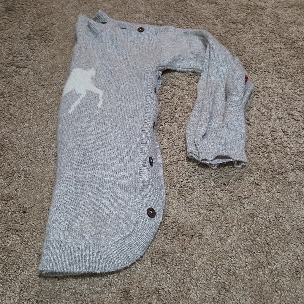 Hatley Girls Reindeer Knit Dress Size 10 Holiday Winter Sparkly Grey