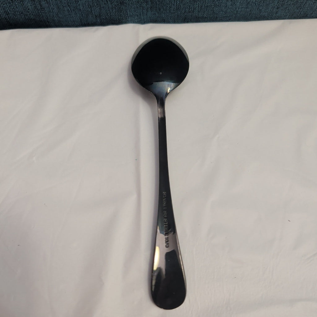 Set of 8 Black Stainless Steel Spoons 18/0 Modern Onyx Flatware Table Spoons Set