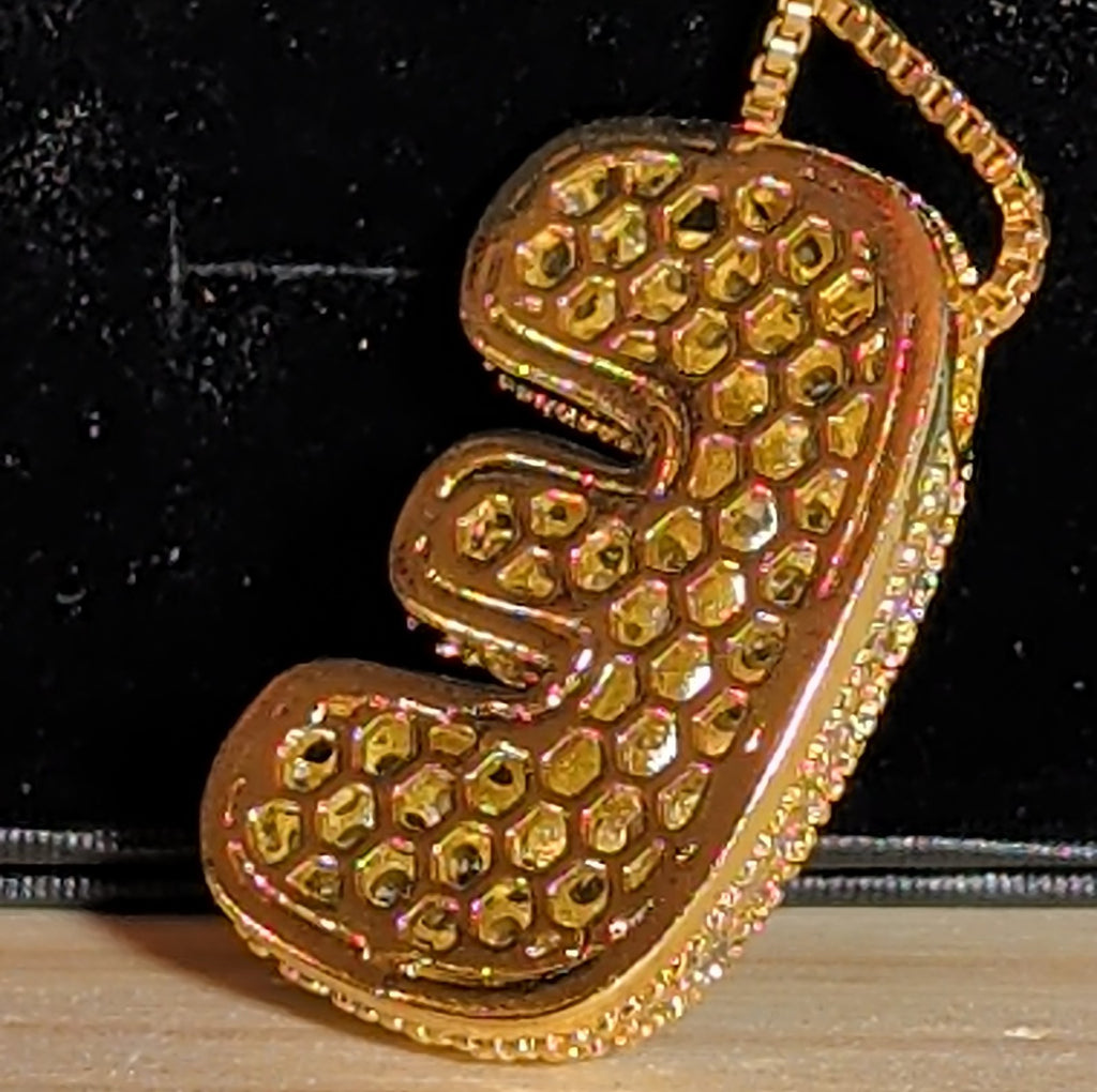 Bubble Letter E Necklace Rhinestone Gold Tone Y2K Vibe