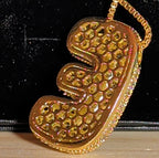 Bubble Letter E Necklace Rhinestone Gold Tone Y2K Vibe