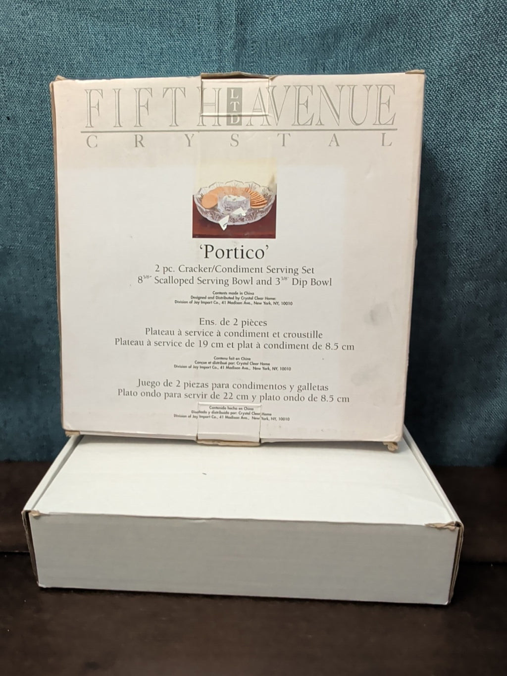 Fifth Avenue Crystal Portico 2 Pc Cracker Condiment Serving Set Lead Crystal NOB