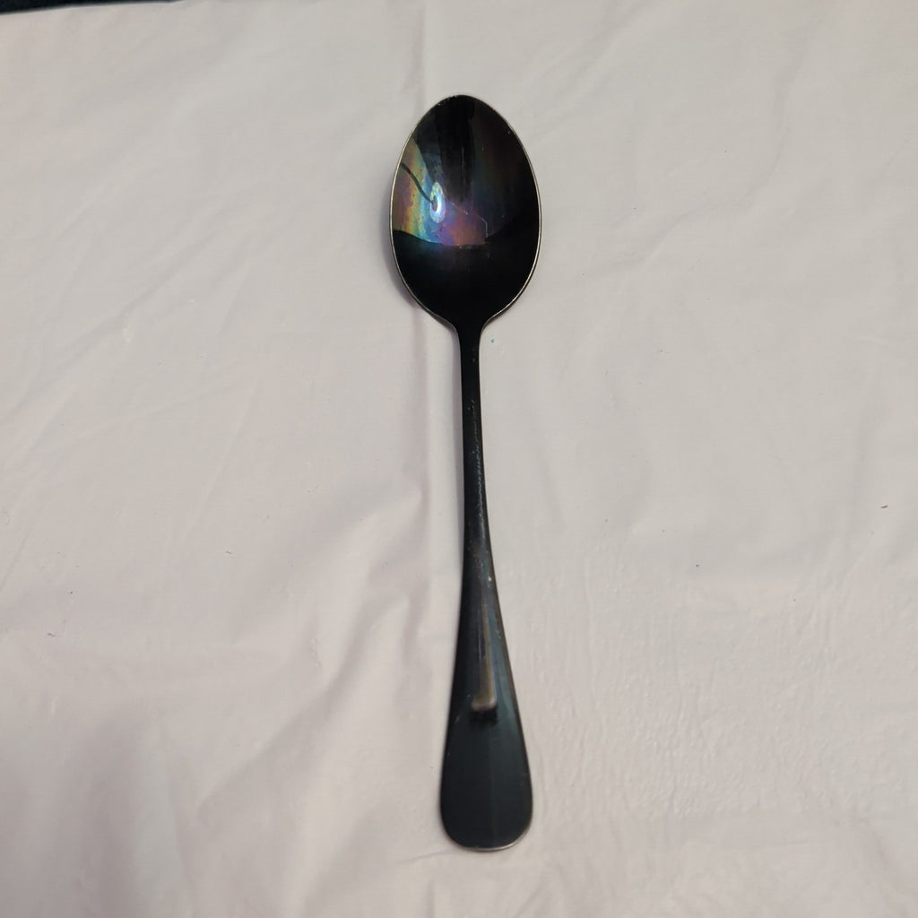 Set of 7 Black Stainless Steel Spoons 18/0 Modern Flatware Teaspoons Clean