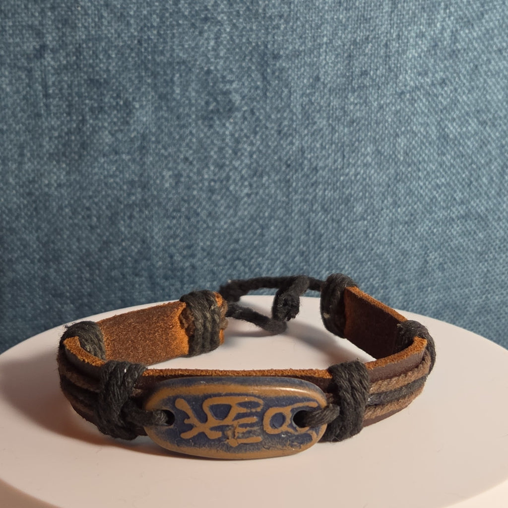 Leather Hemp Tribal Wrap Bracelet