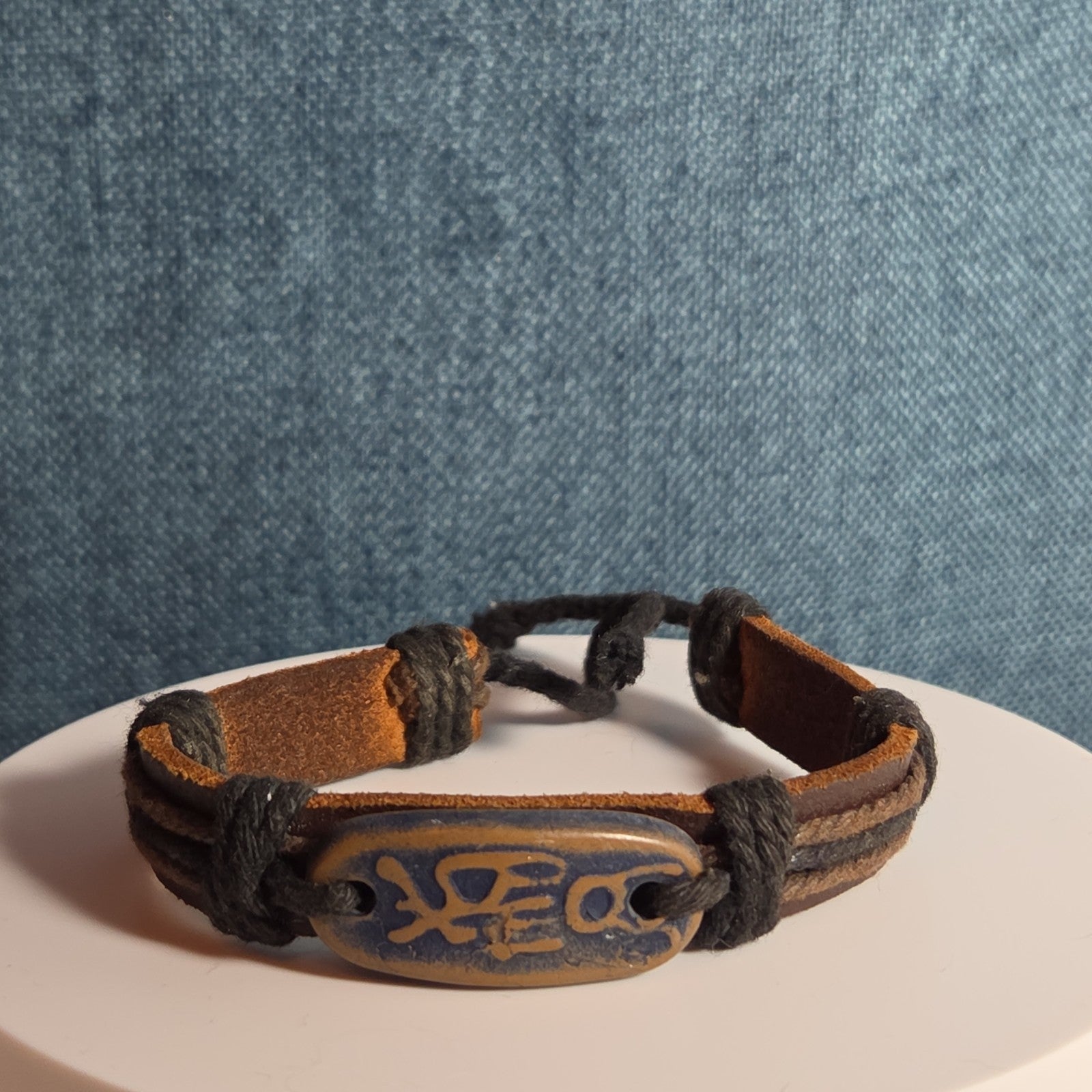 Leather Hemp Tribal Wrap Bracelet