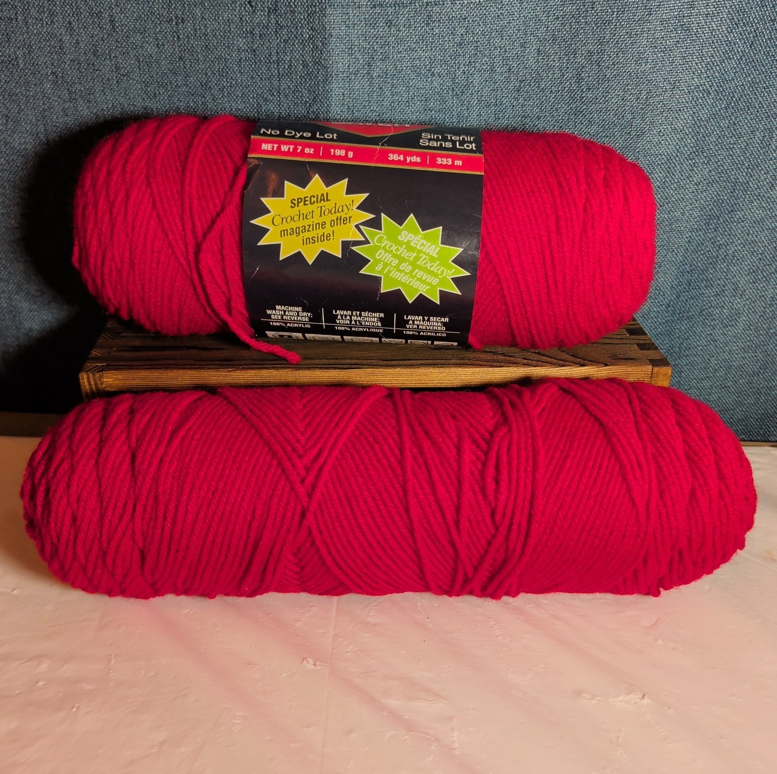 Red Heart Super Saver Cherry Red Yarn Lot 2 Skeins Worsted E300 New & Used