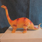 Apatosaurus Dinosaur Toy 11” Soft Vinyl Orange Red Stripe Brontosaurus Figure