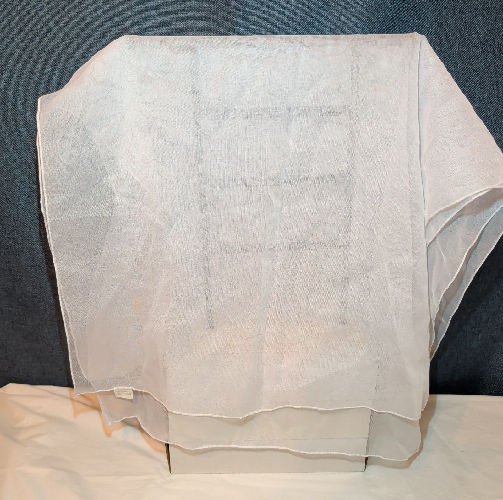 White Chiffon Evening Shawl Wrap Capelet Bridal Pre-Owned 67x21