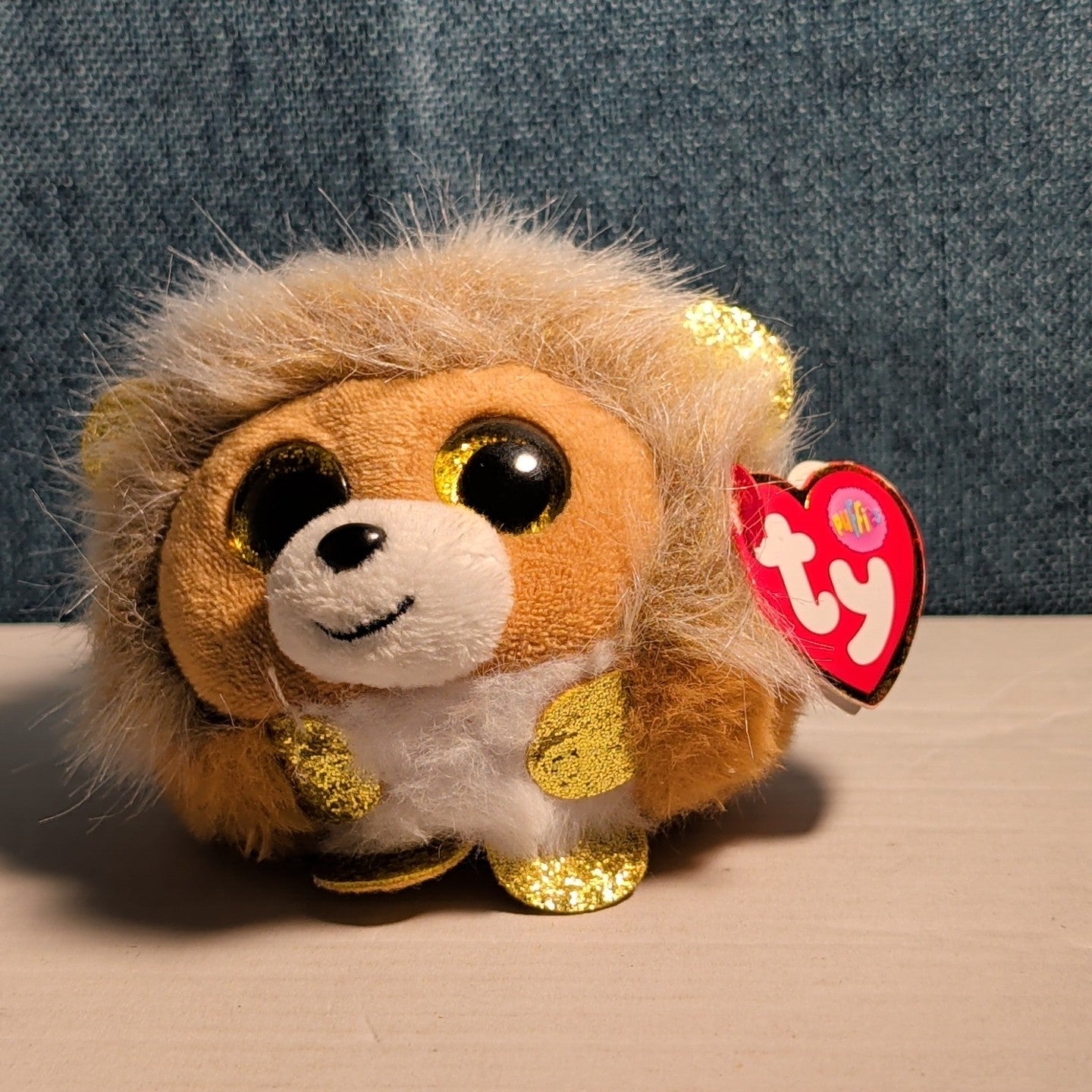 Ty Puffies CAESAR THE LION Beanie Ball 4" Plush | 2022 Mint with Tags MWMT Gold