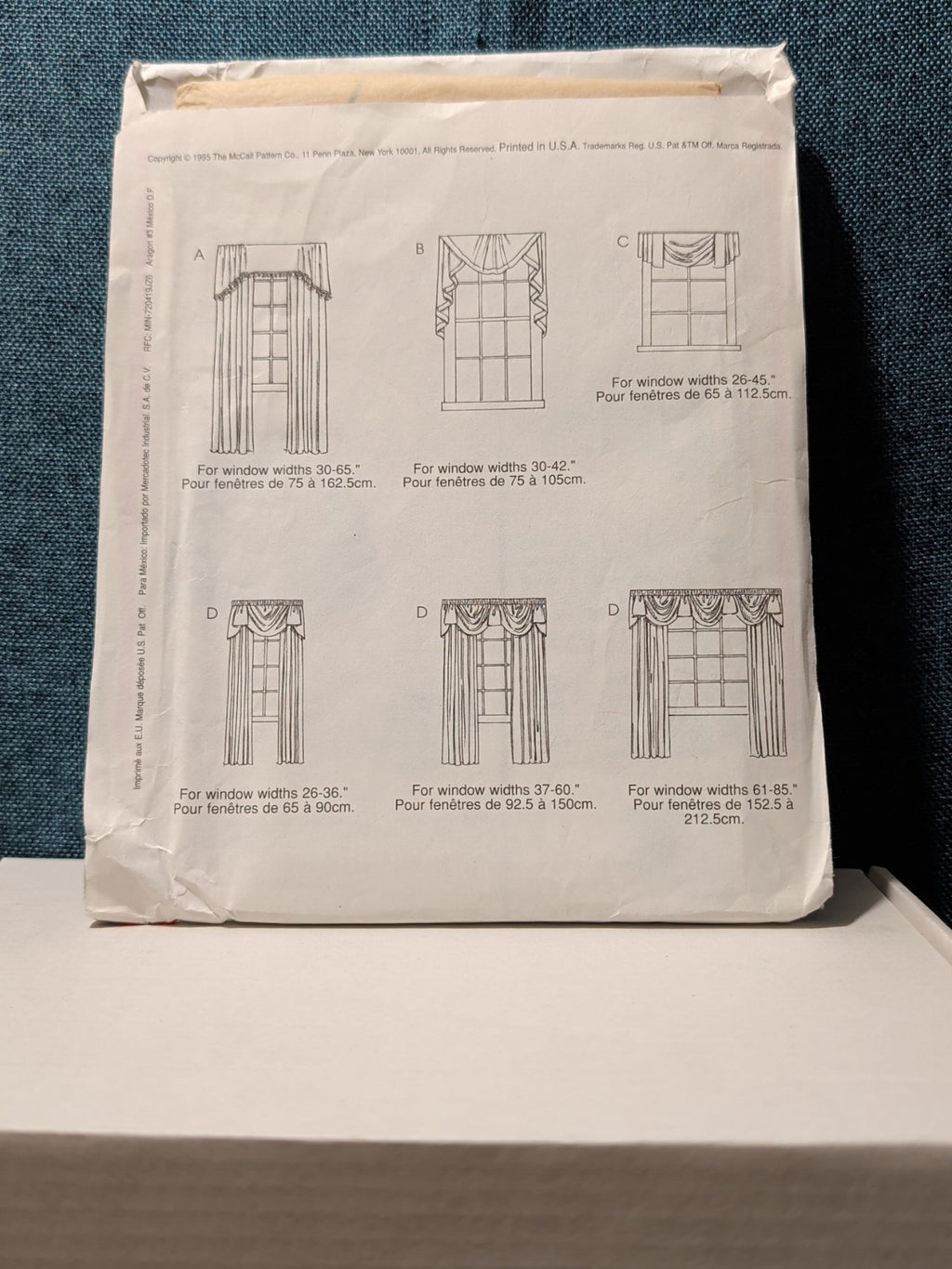 McCall's 8772 Window Valance Swag Topper Pattern 1995 Home Dec In a Sec UNCUT