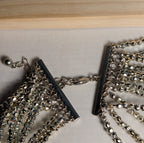 Multi Strand Silver Tone Beaded Statement Necklace Glam