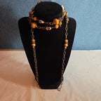 Earth Tone Bead Coppertone Chain Necklace Boho 70s Vibe