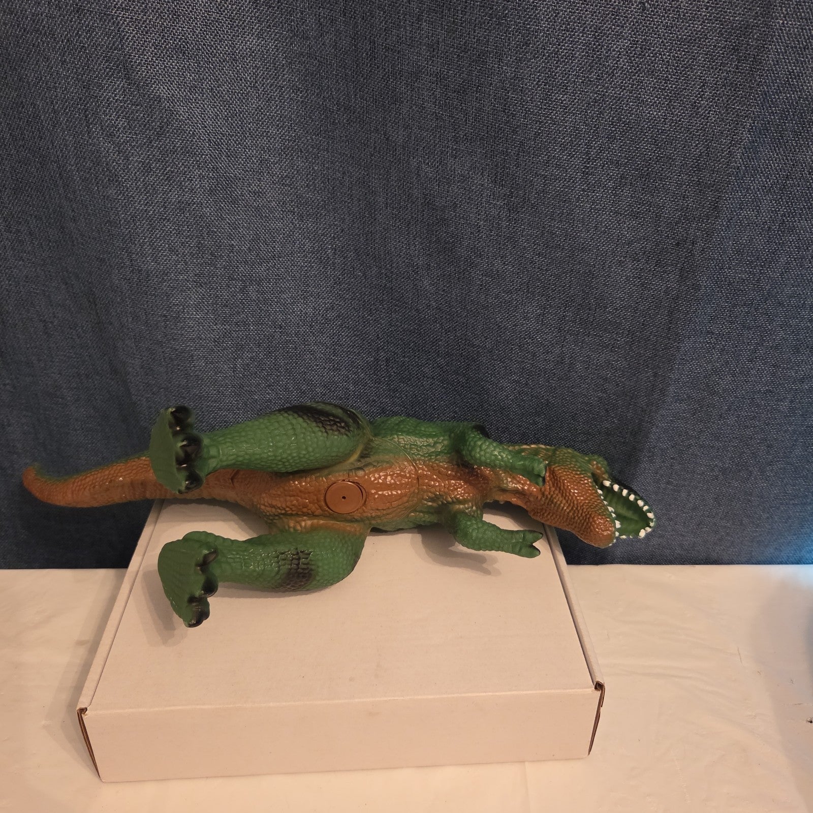 T-Rex Dinosaur Toy Soft Rubber Vinyl Tyrannosaurus Rex Green Black Stripe Figure