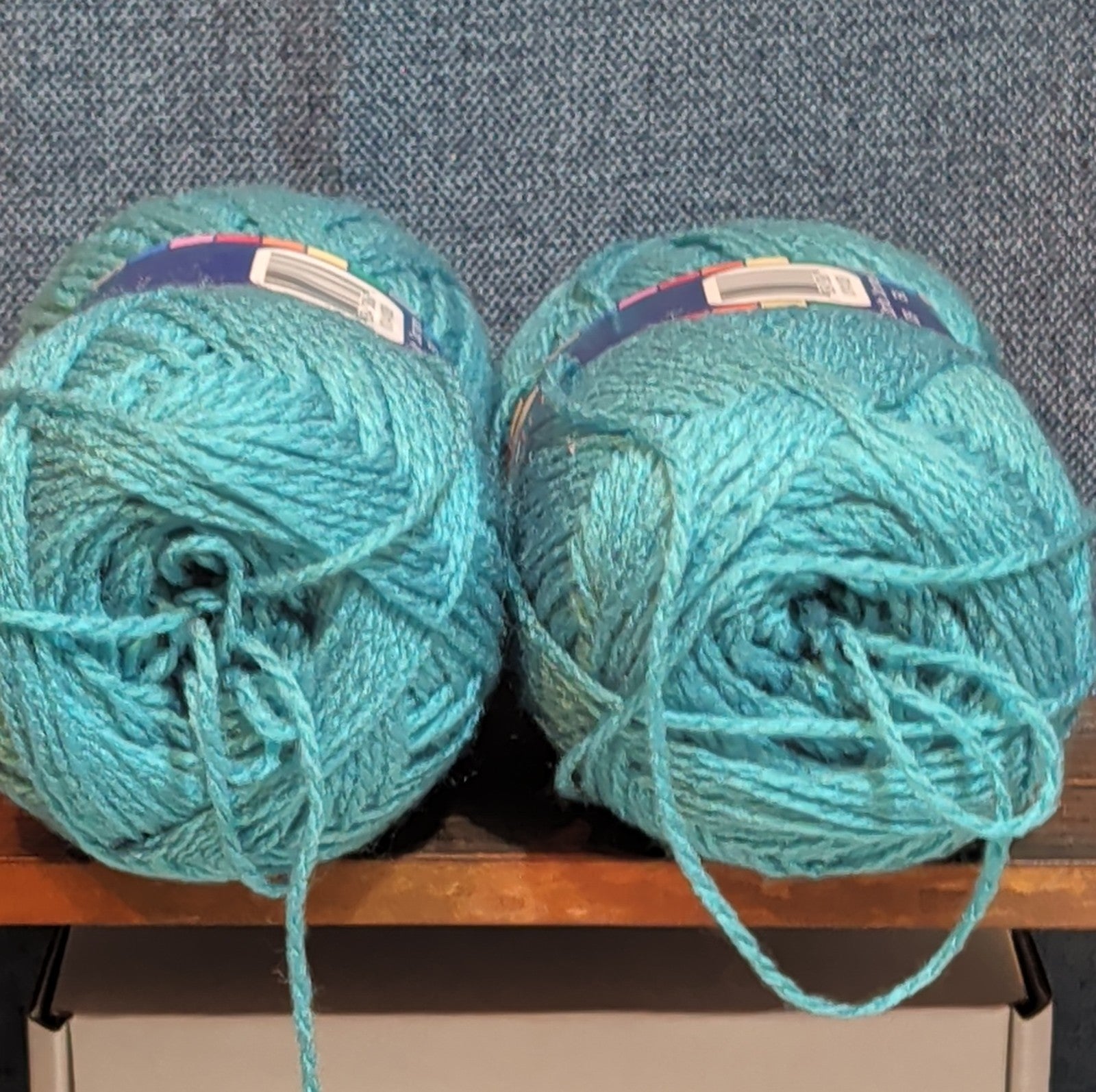 Herrschners Afghan Yarn 2 Ply Teal Acrylic 2 Skein Lot 0036