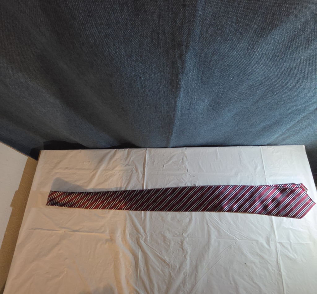 Bergamo New York Tie Burgundy Red Silver Striped Mens Silk Necktie Regimental