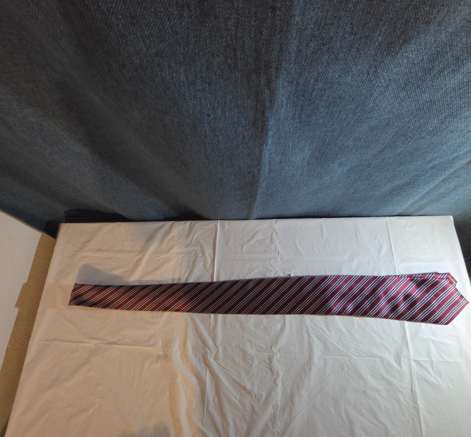 Bergamo New York Tie Burgundy Red Silver Striped Mens Silk Necktie Regimental