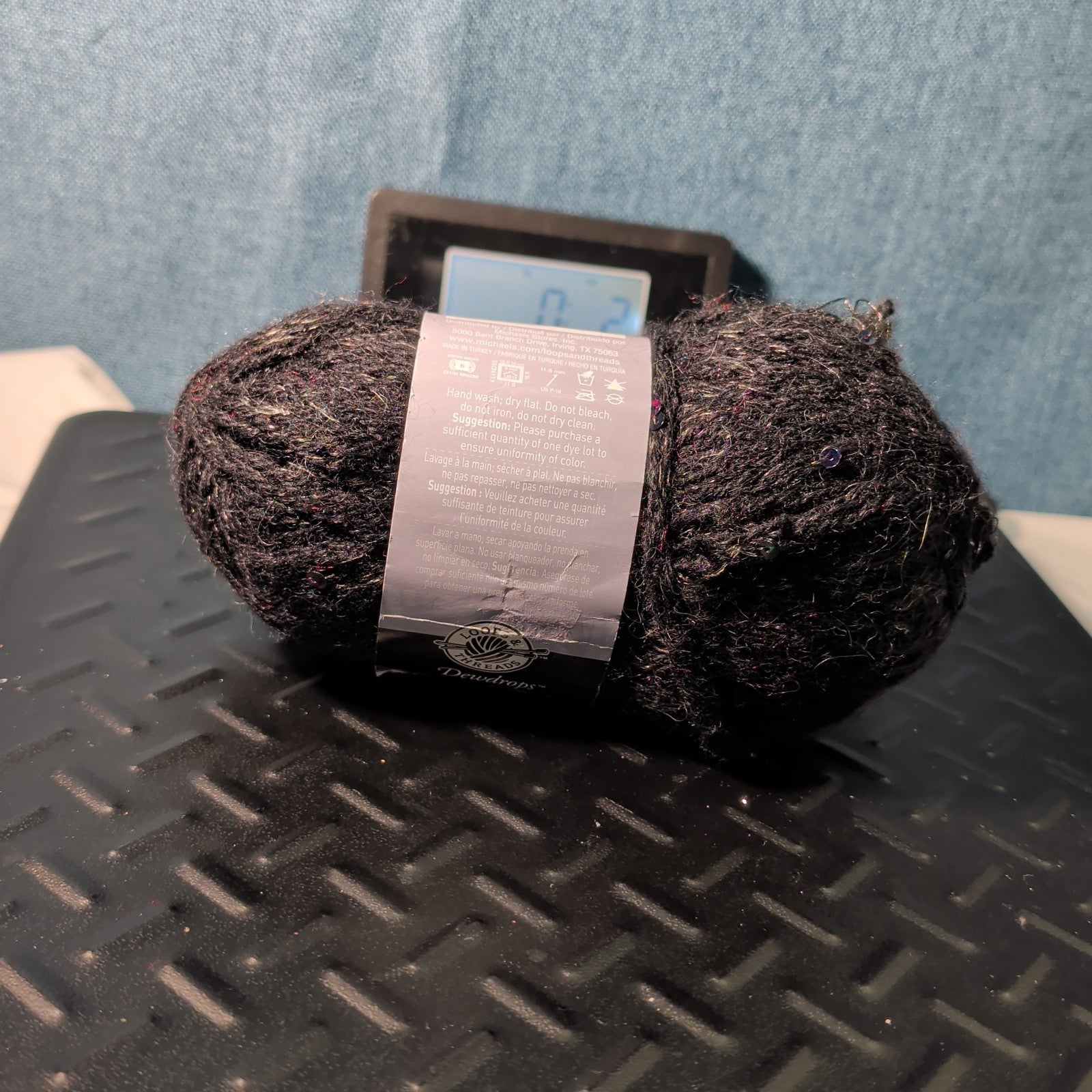 Loops & Threads Dewdrops Yarn #14 Jet Black Sequins Mohair Bulky DISCONTINUED
