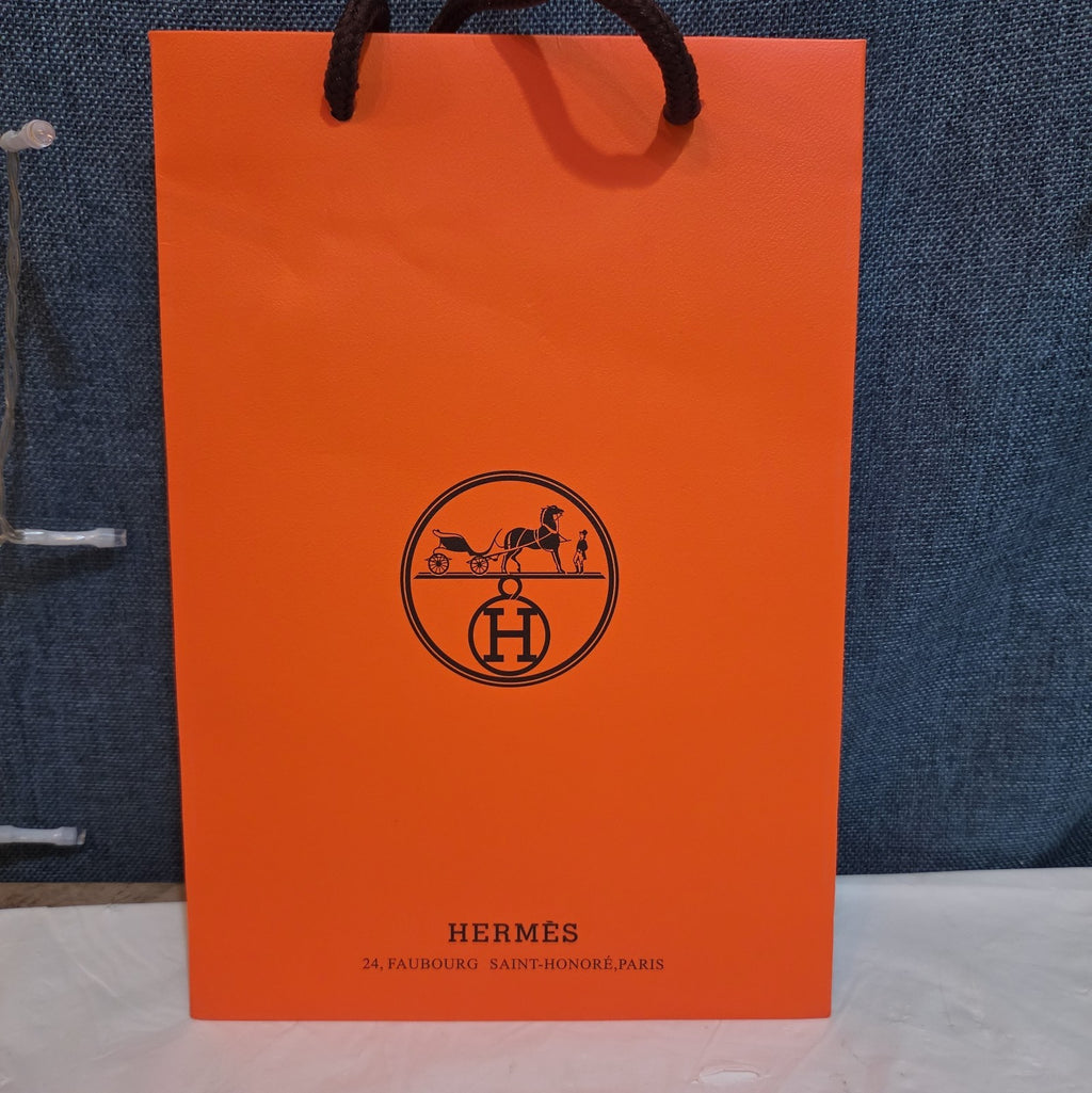 Hermes Small Orange Shopping Bag Authentic Paper Gift Tote Luxury Decor