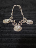 Silver Tone Chunky Crystal Bib Statement Necklace