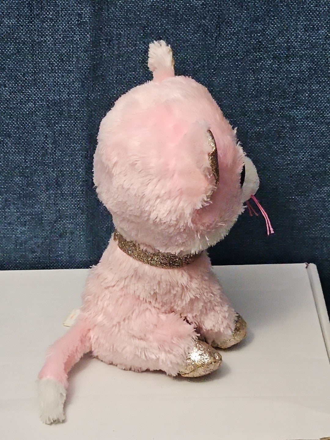 Ty Beanie Boos Fiona Pink Cat Plush | Glitter Eyes & Gold Feet | 6-9"