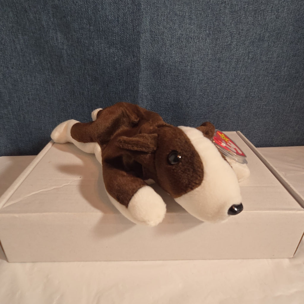 Ty Beanie Baby Bruno Dog Plush Vintage 1997 Bull Terrier Tags Protected